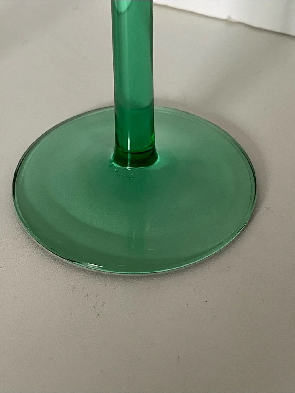 Vintage Luminarc Wine Glass Green Stem Set Of 2 Made In France Mint Cond! 6.25”.